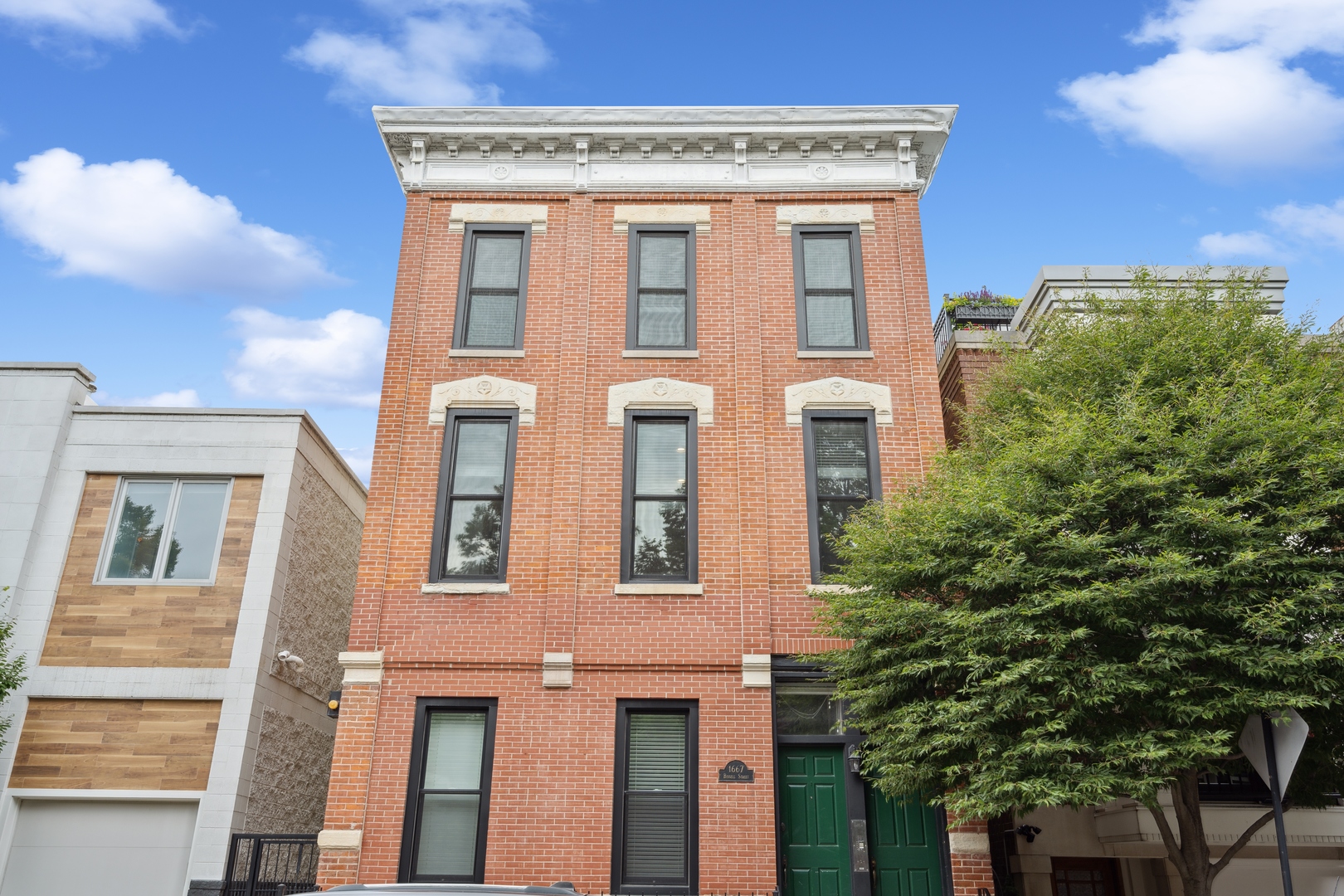 a front view of a building