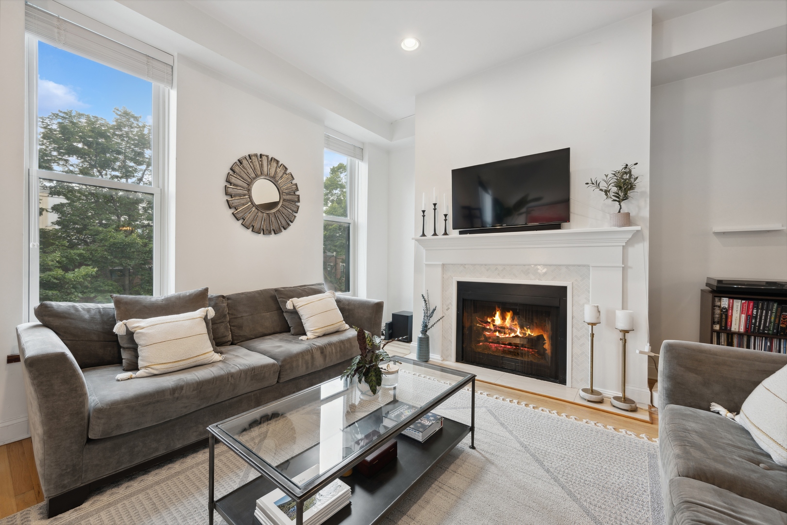 1667 North Bissell Street, Unit 2 Chicago, IL 60614 - Photo 4 of 14 a living room with furniture and a fireplace