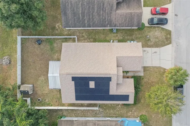 an aerial view of a house