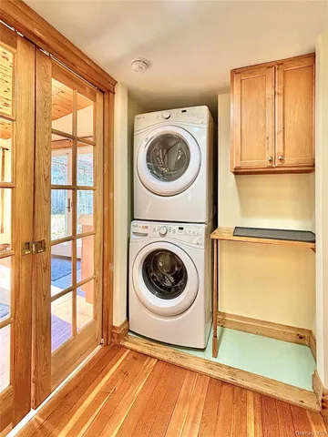 a view of a washer and dryer in a room