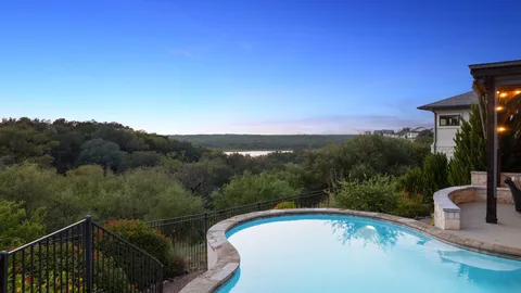 a view of a balcony with mountain view