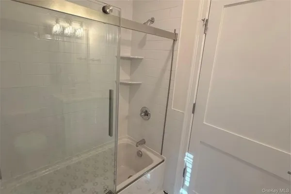 a bathroom with a bathtub