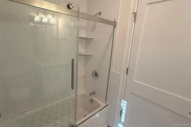 a bathroom with a bathtub