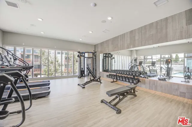 a view of a room with gym equipment