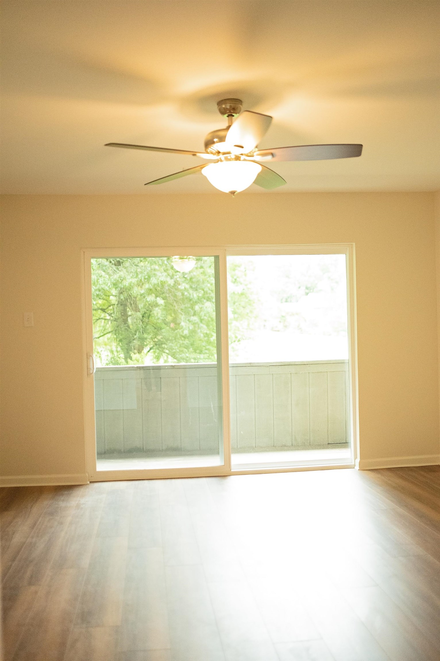 3102 Rising Sun Road, Unit 59 Lakeland, TN 38002 - Photo 14 of 29 Large Primary room featuring hardwood / wood-style floors, ceiling fan, and a healthy amount of sunlight