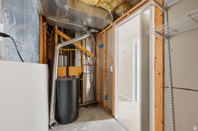2575 Athena Drive Magna, UT 84044 - Photo 20 of 23 Unfinished utility space featuring exposed wood framing, ductwork, and a water heater