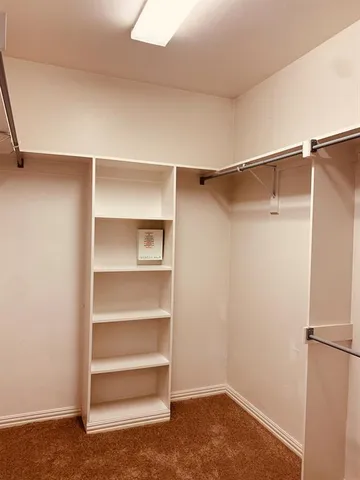 a view of an empty walk in closet