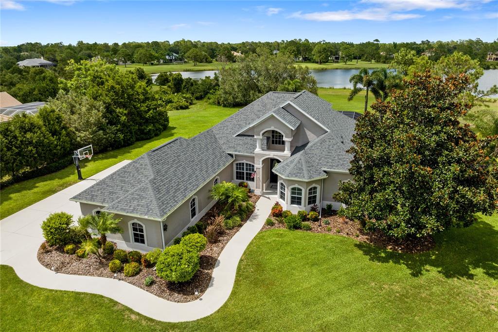 an aerial view of a house
