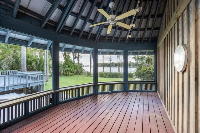 a view of a wooden deck