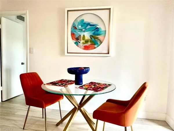 a view of a lake with a terrace