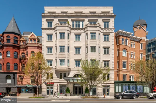 a front view of a multi story building
