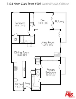 $949,000 | 1133 North Clark Street, Unit 203, West Hollywood, CA 90069