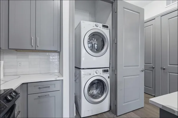 a utility room with dryer and washer