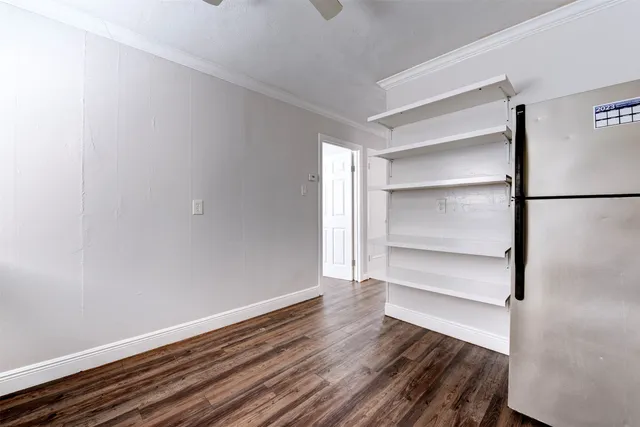 a view of an empty walk in closet