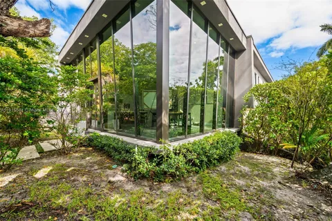 a view of a garden with pathway