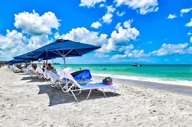 a view of a building with sitting area