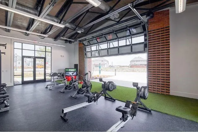 a view of a room with gym equipment