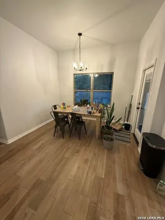 a workspace with wooden floor