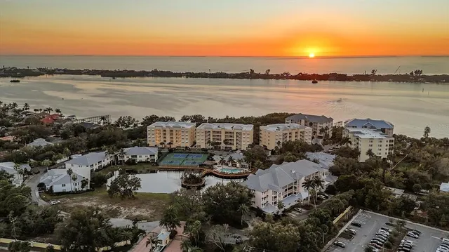 a view of a city and ocean view