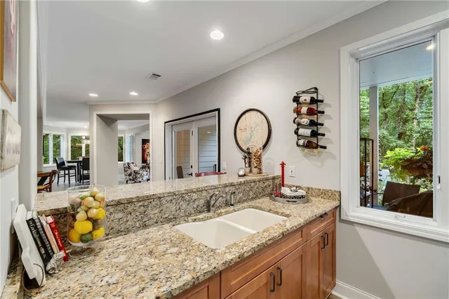 a view of a garden with plants