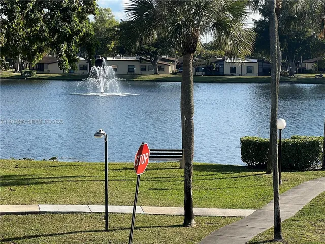 a view of a park with slide