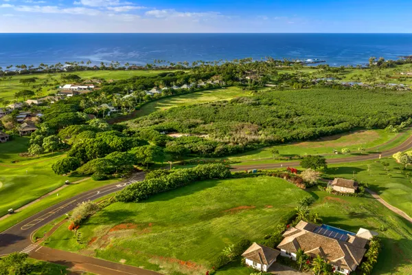 a view of a field with an ocean
