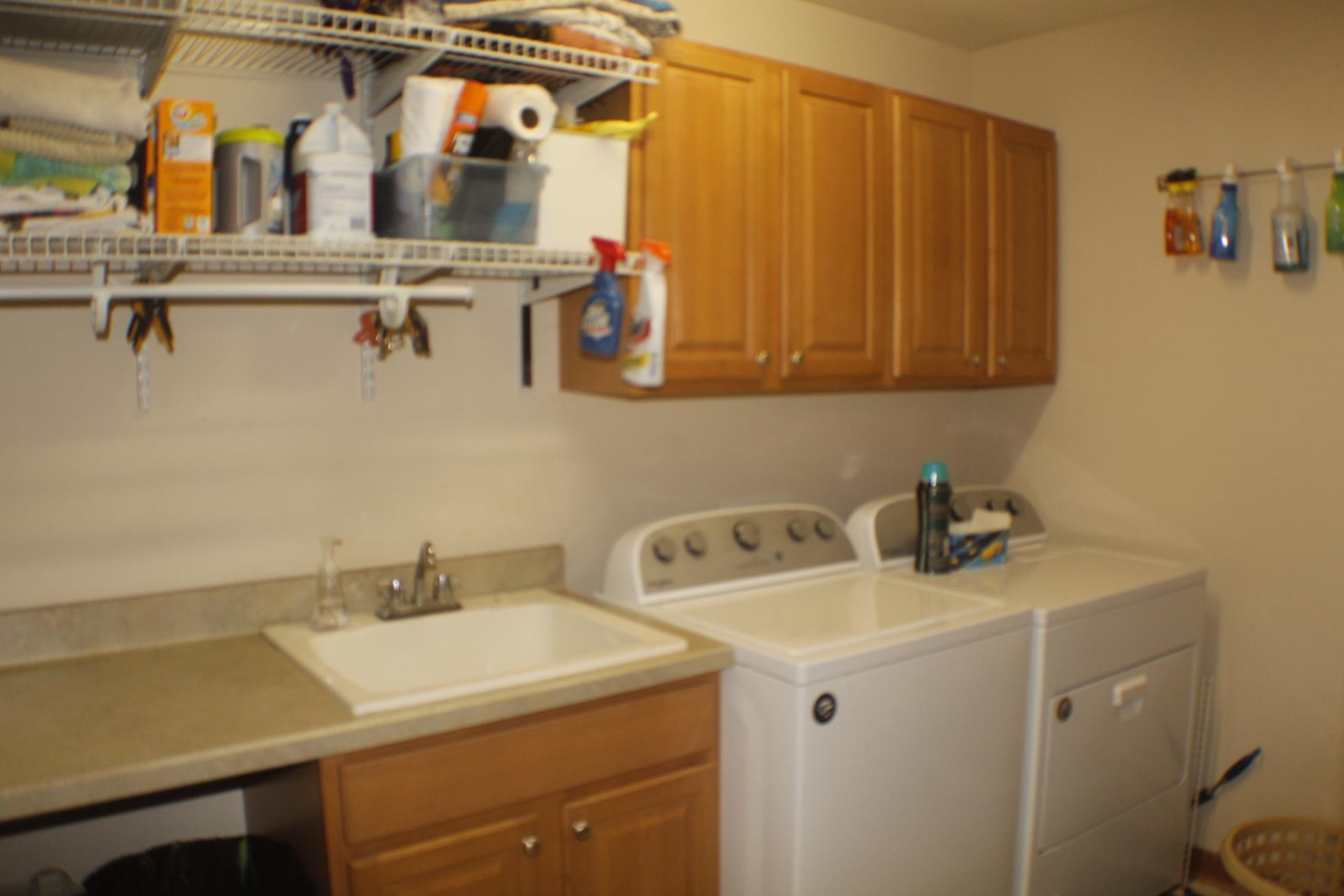 9190 North Barker Road Byron, IL 61010 - Photo 27 of 53 a bathroom with a sink and cabinets