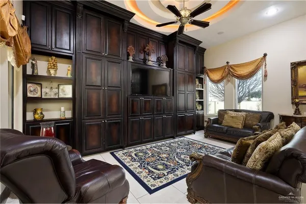 a living room with furniture