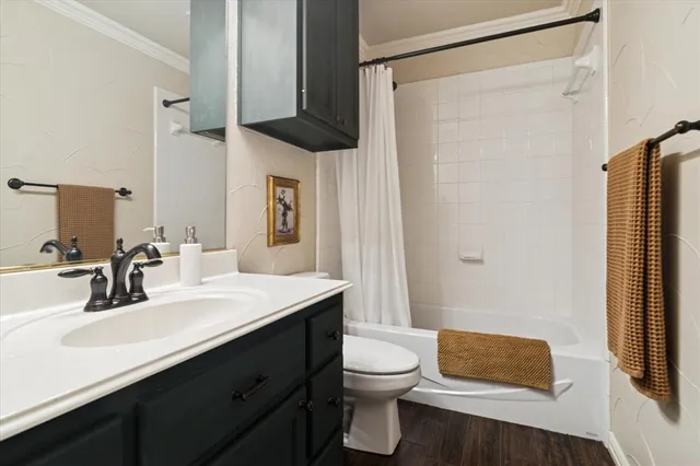 a bathroom with a sink vanity mirror and toilet