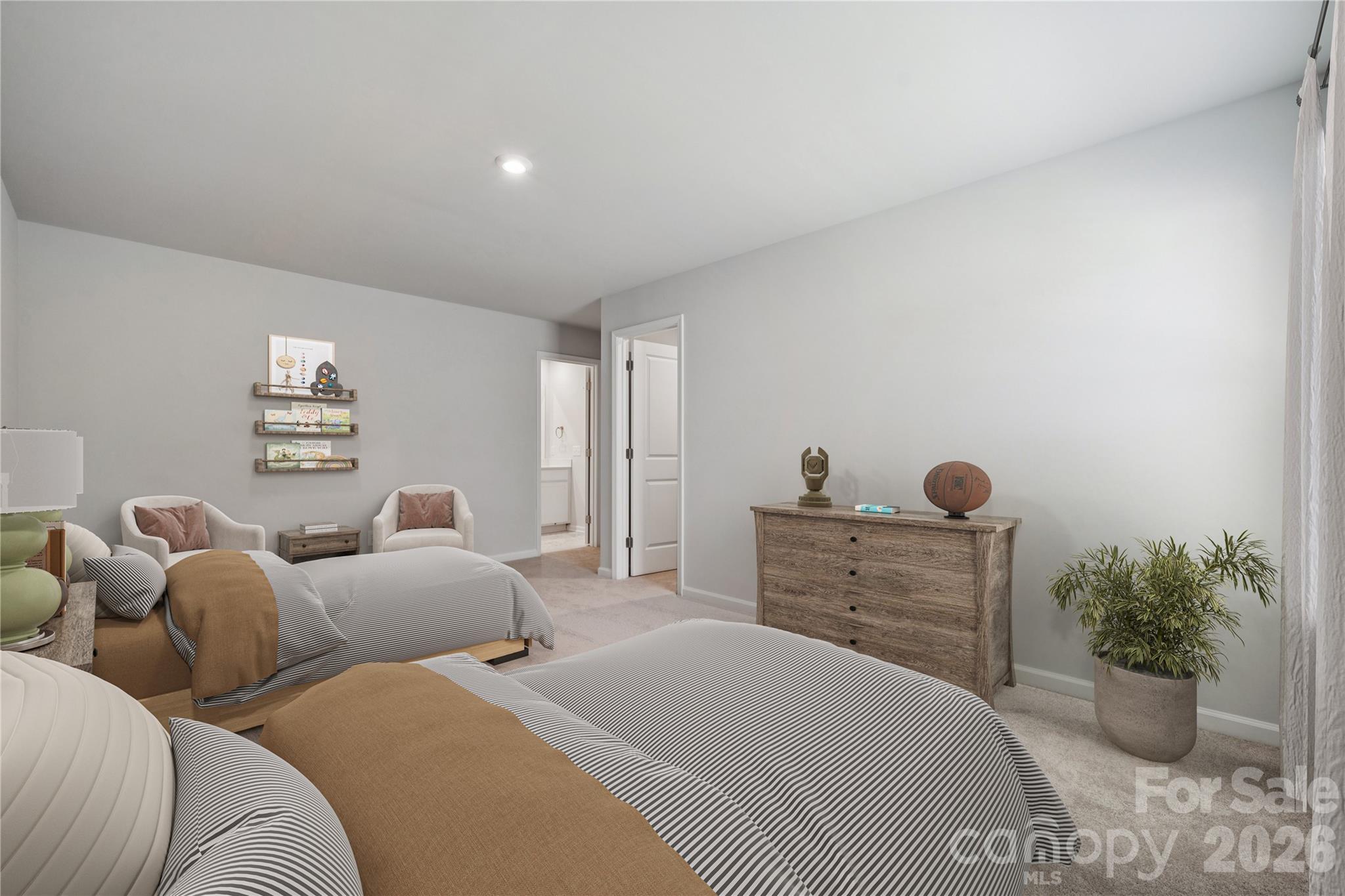 416 Alameda Way Matthews, NC 28104 - Photo 16 of 36 a bedroom with two beds and potted plant