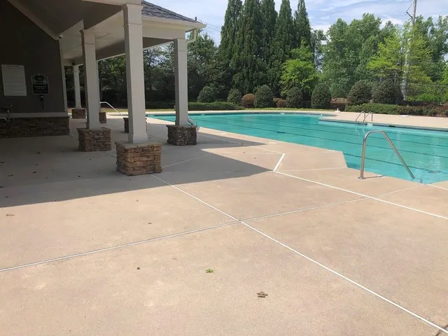 a view of a park with slide