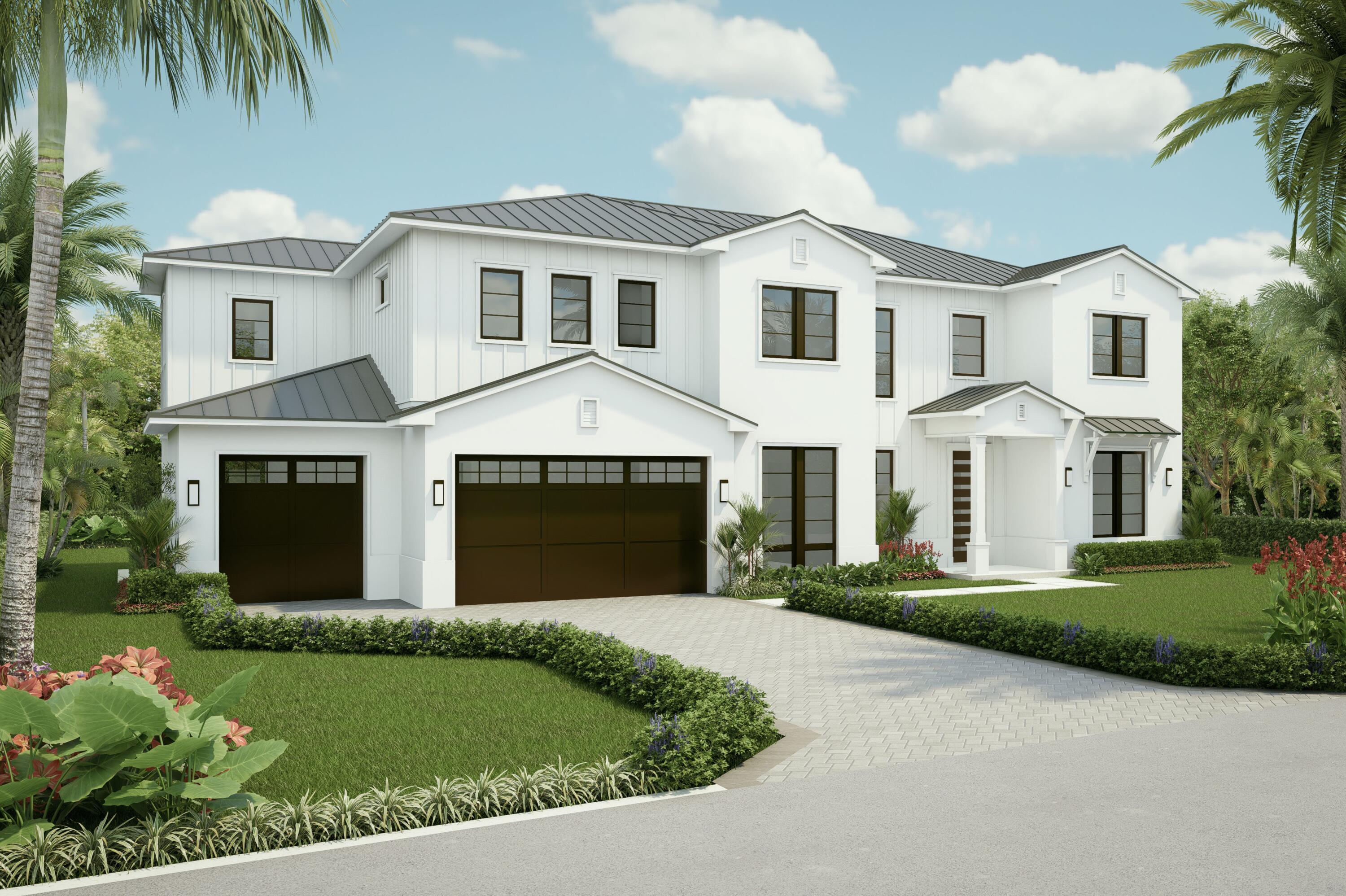 1225 Aryana Way Delray Beach, FL 33445 - Photo 1 of 15 a front view of a house with a garden and trees