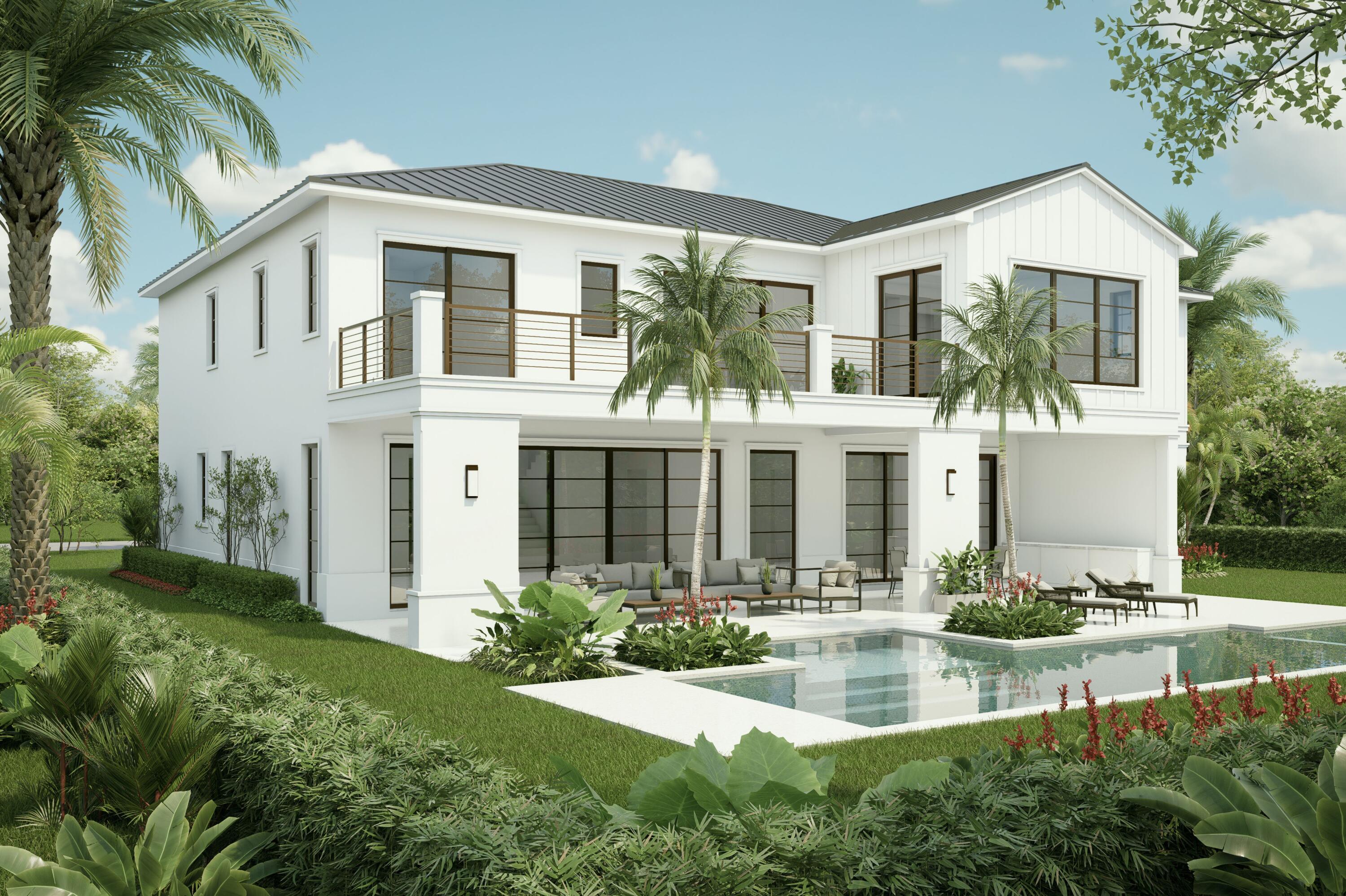 1225 Aryana Way Delray Beach, FL 33445 - Photo 9 of 15 a front view of a house with swimming pool having outdoor seating