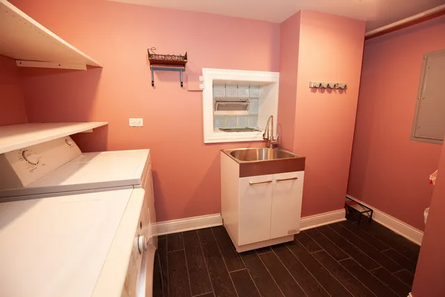 a utility room with dryer and washer