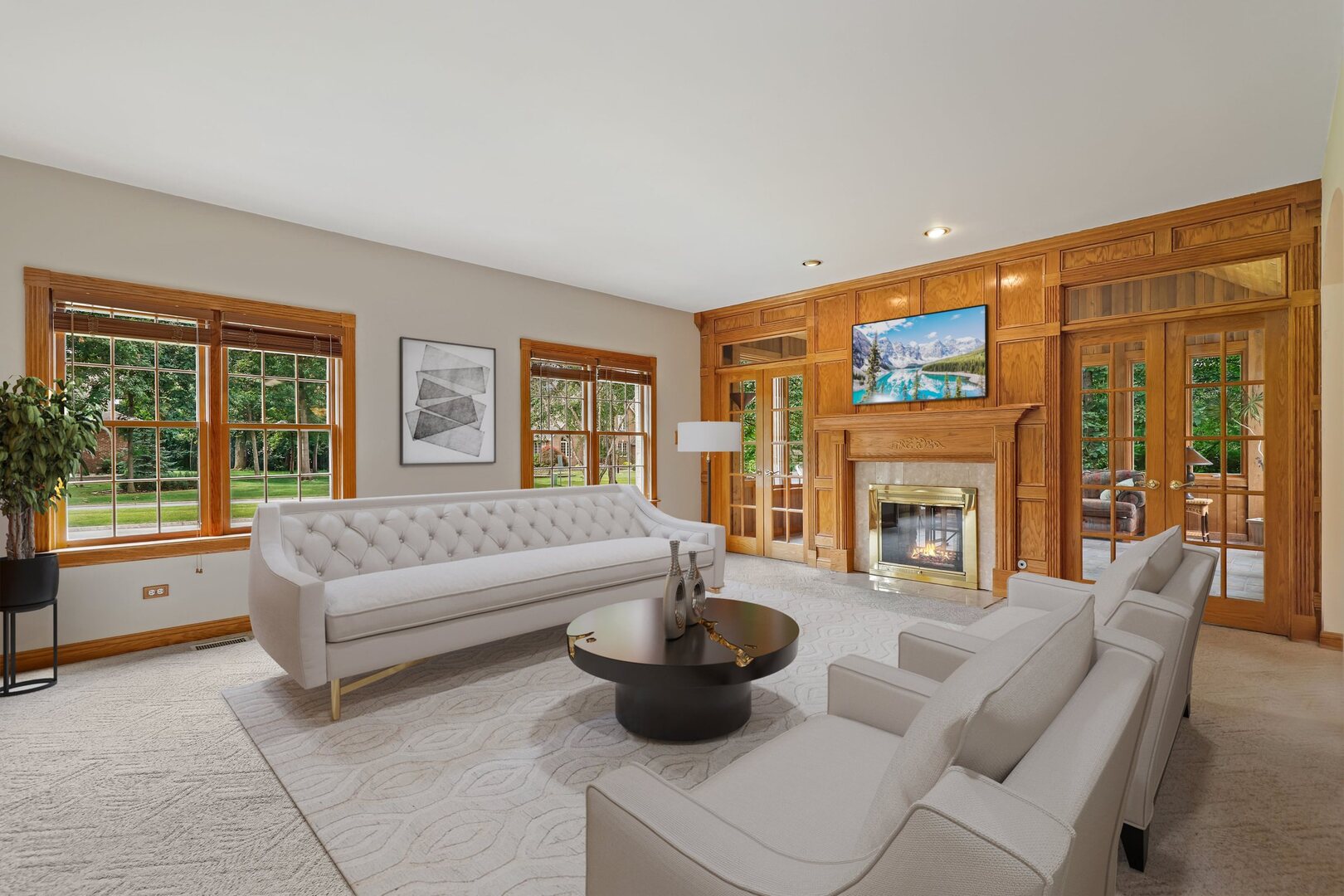 3048 Brampton Lane Dyer, IN 46311 - Photo 13 of 46 a living room with furniture a fireplace and a large window