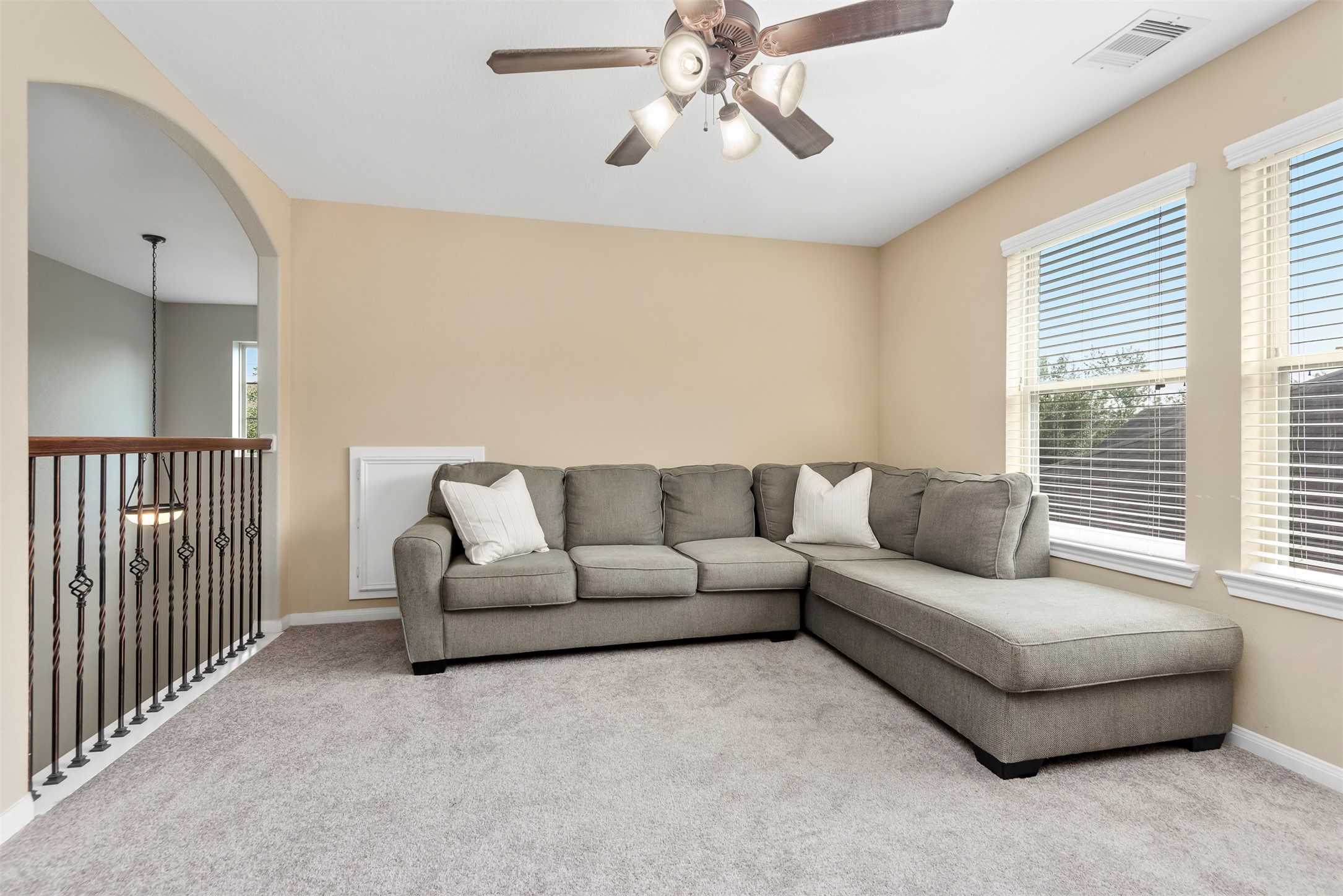 6211 Flagg Ranch Drive Spring, TX 77388 - Photo 31 of 36 Spacious upstairs game room with abundant natural light and an open layout—perfect for a media room, play area, or additional living space.