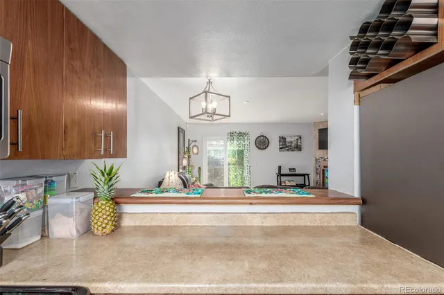 a view of lobby with mirror