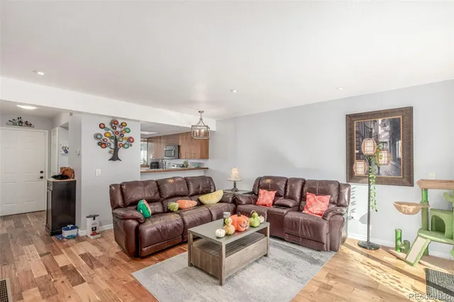 a living room with furniture and a couch