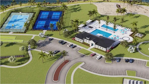 a view of a big yard with swimming pool