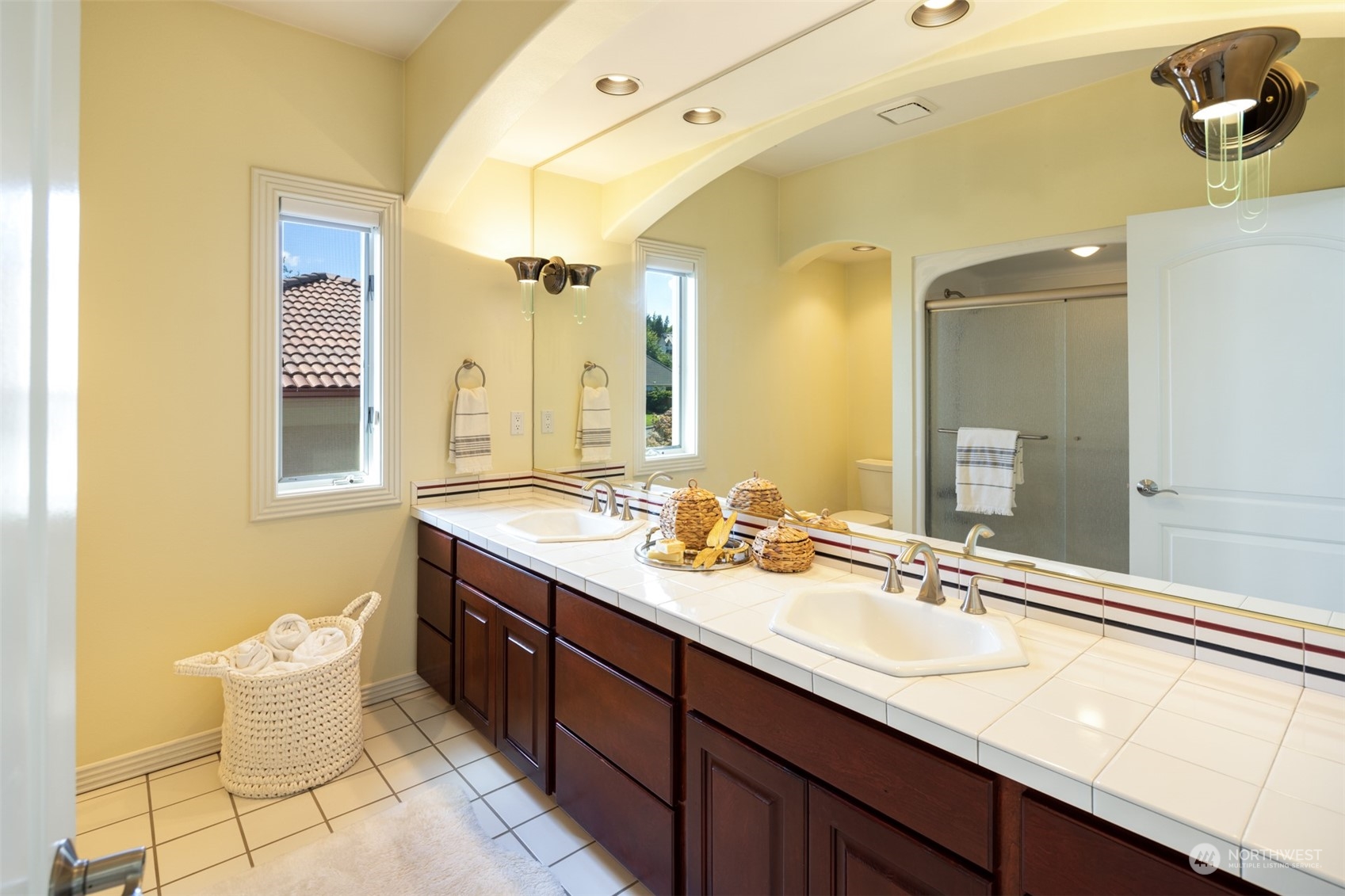2013 Northwest Lacamas Drive Camas, WA 98607 - Photo 20 of 40 a bathroom with a double vanity sink and a mirror