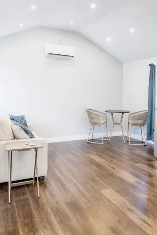 a view of a room with table and chair