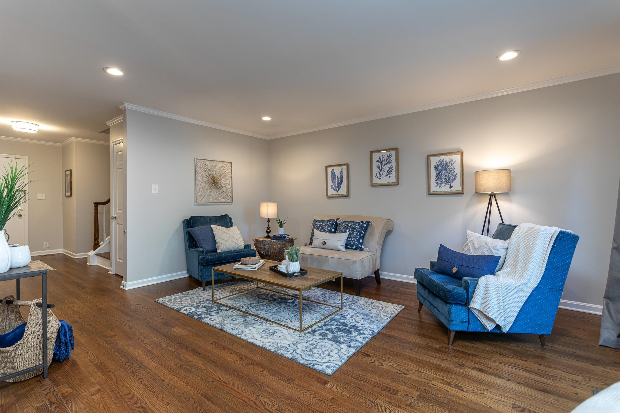 2943 Wycliff Road Raleigh, NC 27607 - Photo 4 of 31 a living room with furniture rug and lamp on desk