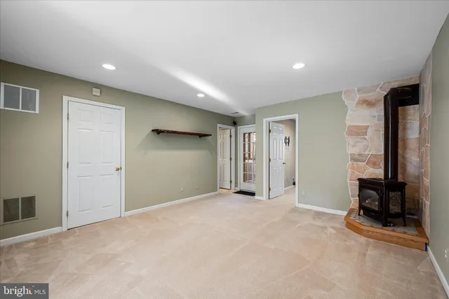 an empty room with windows