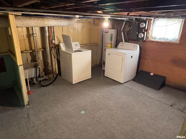 a view of a storage room with washer and dryer
