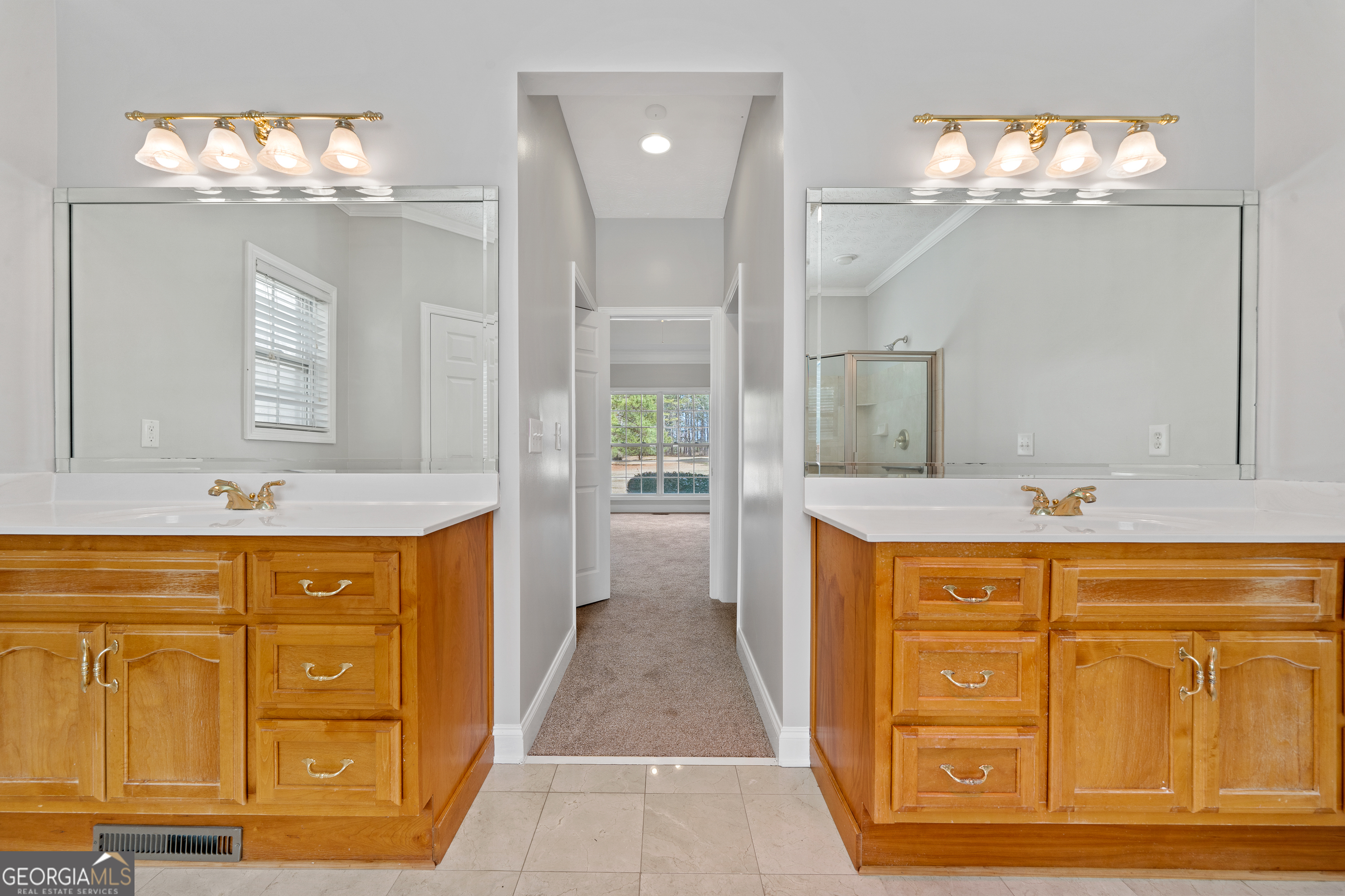 1041 Holstein Road Buckhead, GA 30625 - Photo 27 of 49 a spacious bathroom with a granite countertop sink a mirror a vanity and a bathtub