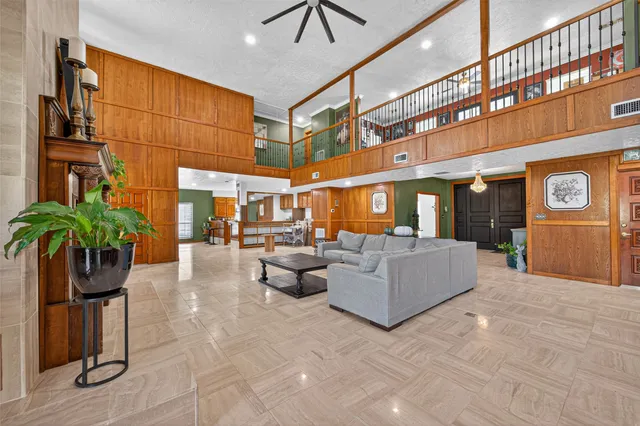 a living room with furniture