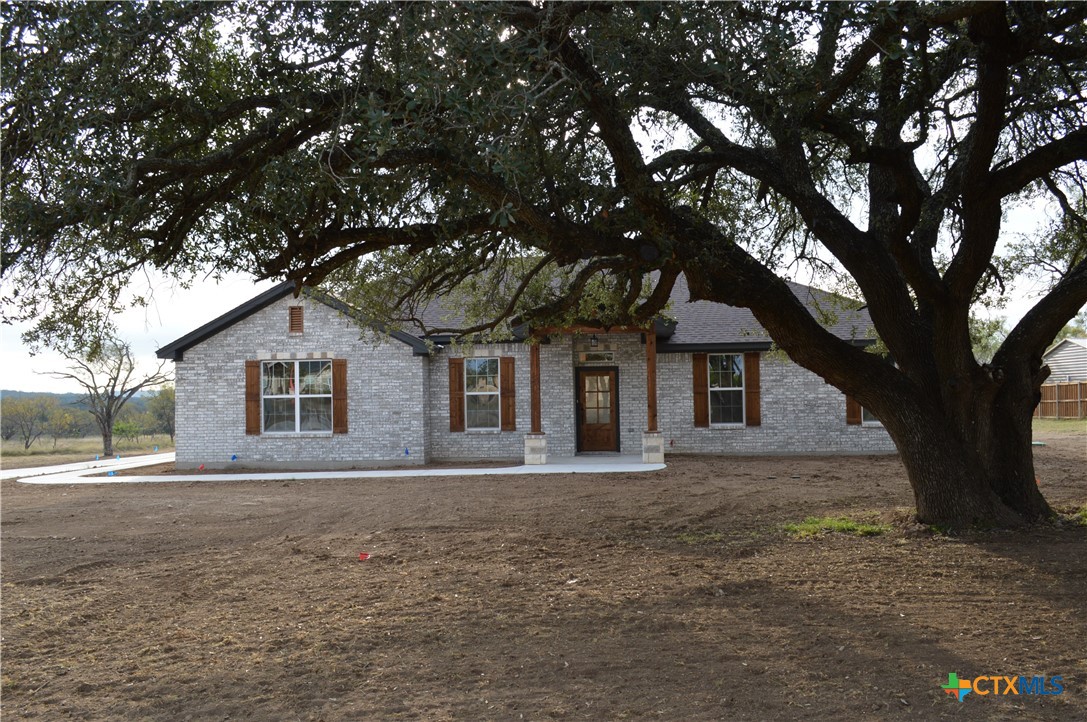 a house that has a tree in front of a white house