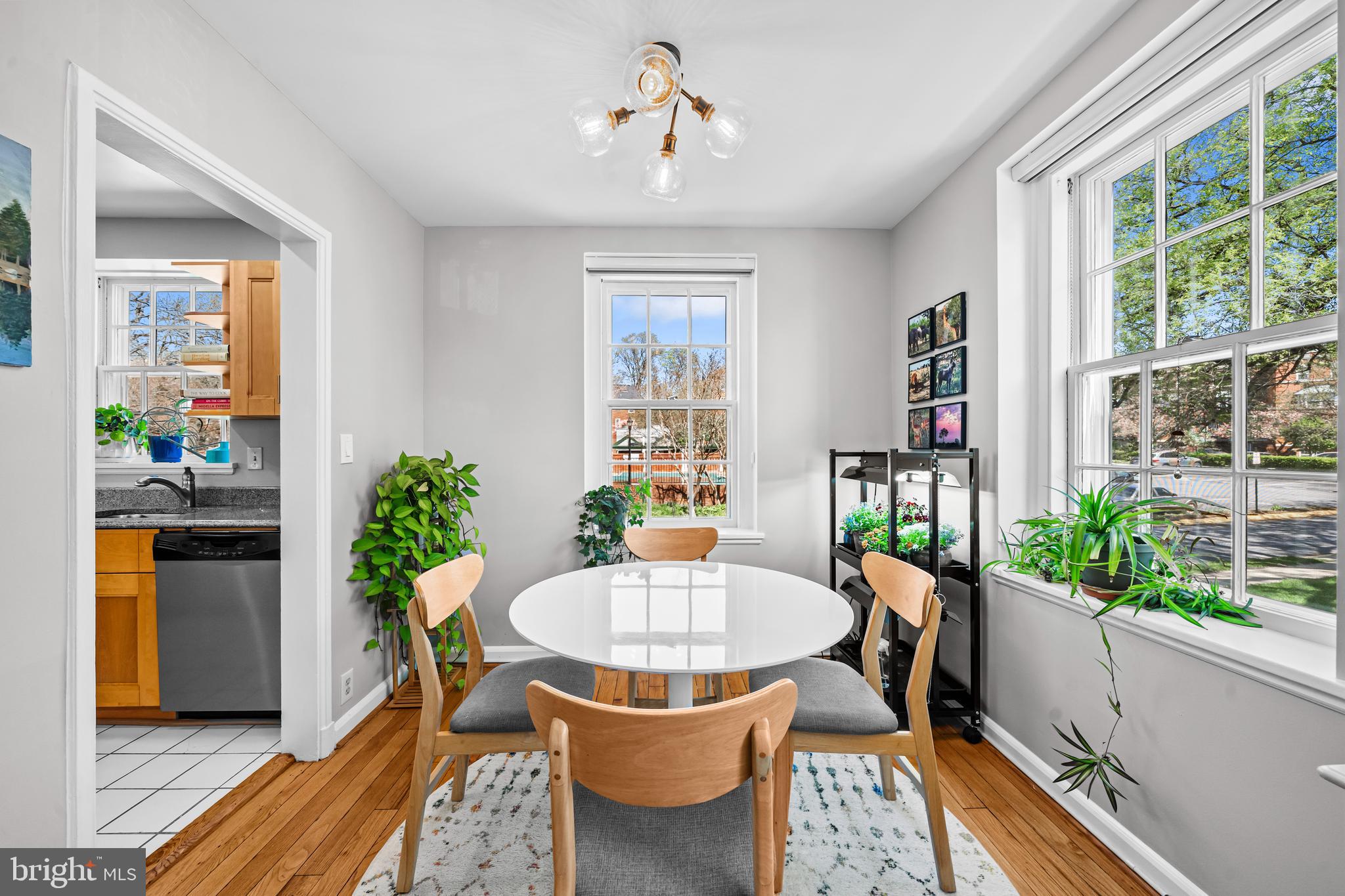 3861 Porter Street Northwest, Unit C285 Washington, DC 20016 - Photo 7 of 23 a dining room with furniture window and wooden floor