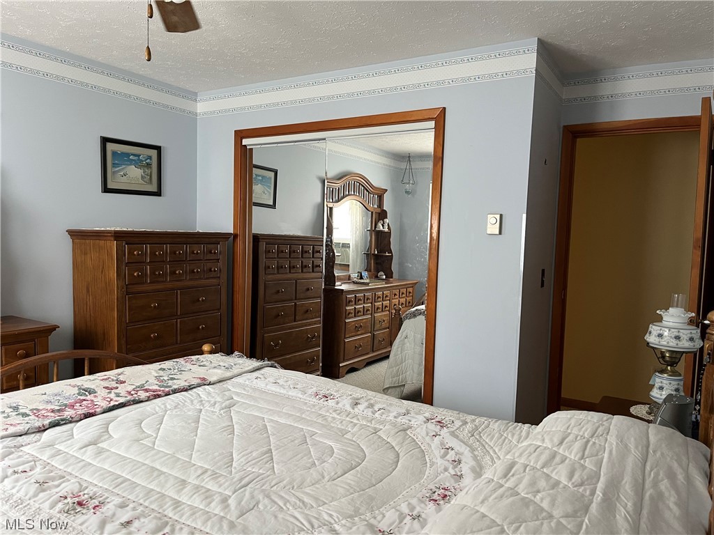 9632 Williams Road Diamond, OH 44412 - Photo 19 of 22 Bedroom featuring a textured ceiling and crown molding