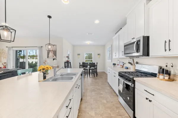a kitchen with lots of counter top space
